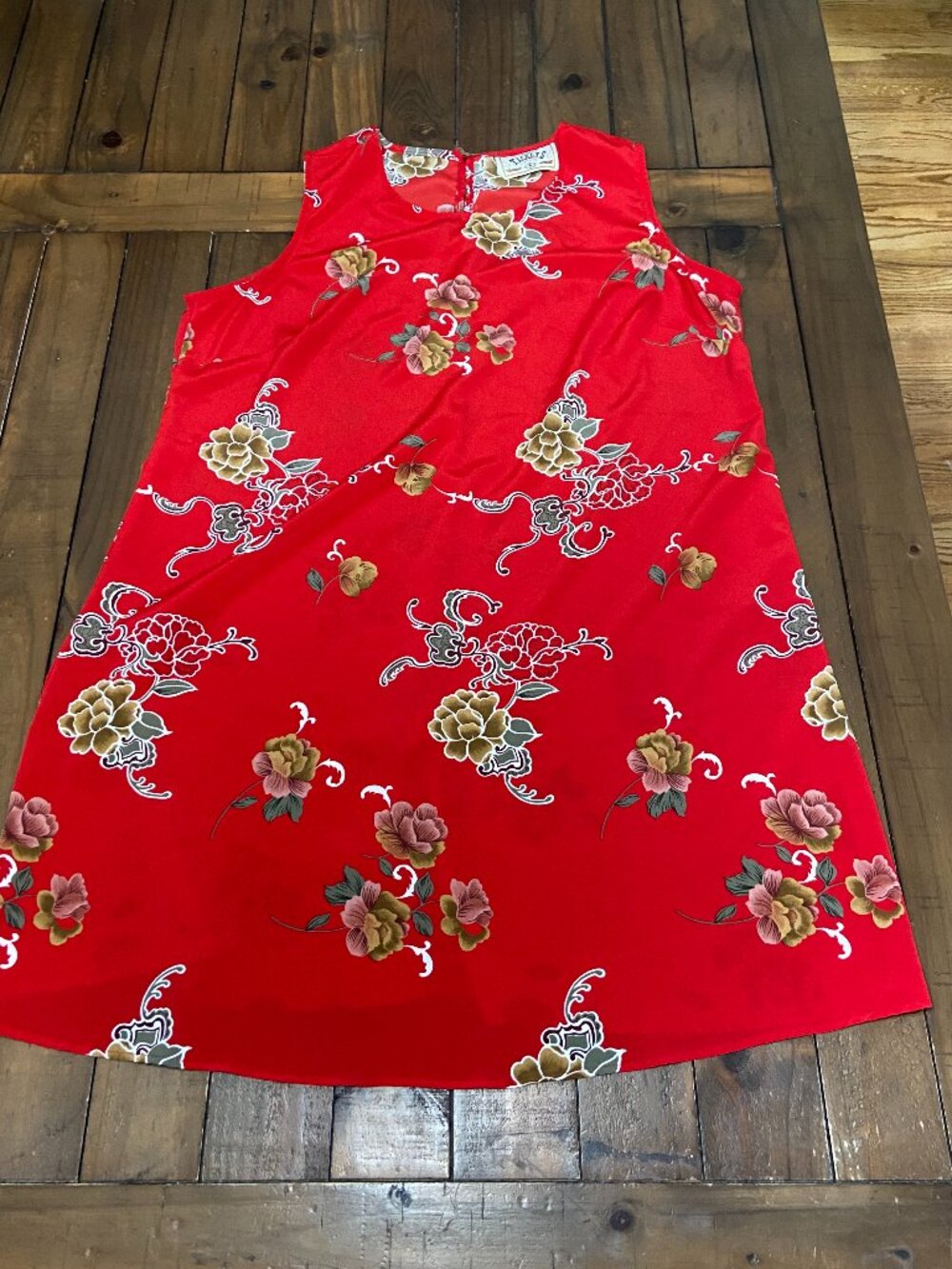 Vintage 90s Tickets Clothing Red Floral Shift Dress 20